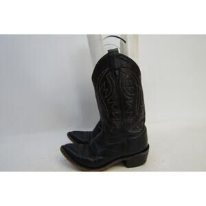 A JAMA PRODUCT Youth Size 4.5 Black Leather Cowboy Western Boots